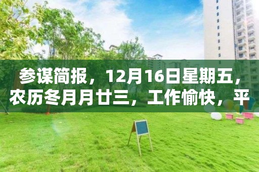 參謀簡報，12月16日星期五，農歷冬月月廿三，工作愉快，平安喜樂