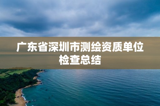 廣東省深圳市測繪資質單位檢查總結