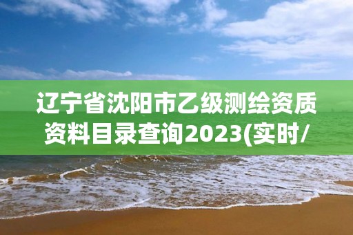 遼寧省沈陽市乙級測繪資質資料目錄查詢2023(實時/更新中)