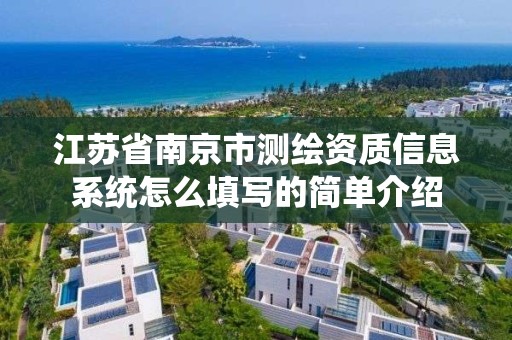 江蘇省南京市測繪資質信息系統怎么填寫的簡單介紹