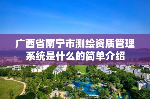 廣西省南寧市測繪資質管理系統是什么的簡單介紹