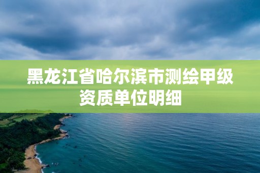 黑龍江省哈爾濱市測繪甲級資質(zhì)單位明細