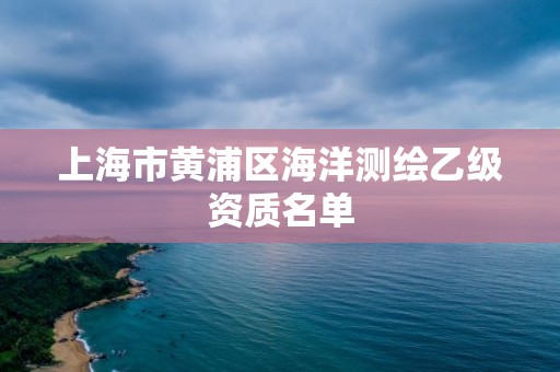 上海市黃浦區(qū)海洋測(cè)繪乙級(jí)資質(zhì)名單