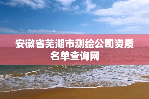 安徽省蕪湖市測繪公司資質名單查詢網