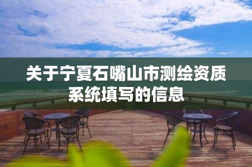 關于寧夏石嘴山市測繪資質系統填寫的信息