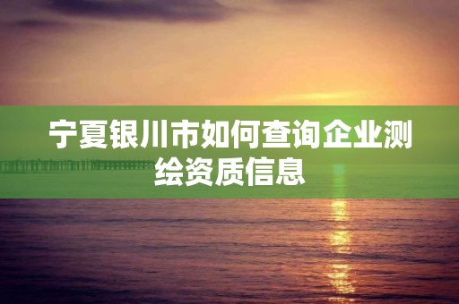 寧夏銀川市如何查詢企業測繪資質信息