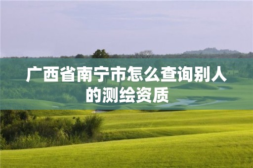 廣西省南寧市怎么查詢別人的測(cè)繪資質(zhì)