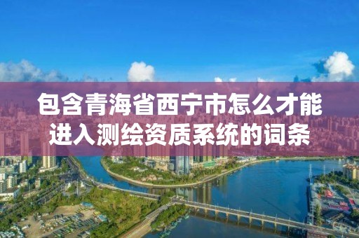 包含青海省西寧市怎么才能進入測繪資質系統的詞條