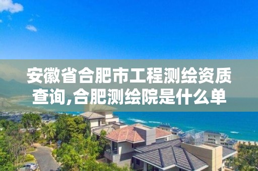 安徽省合肥市工程測繪資質(zhì)查詢,合肥測繪院是什么單位。