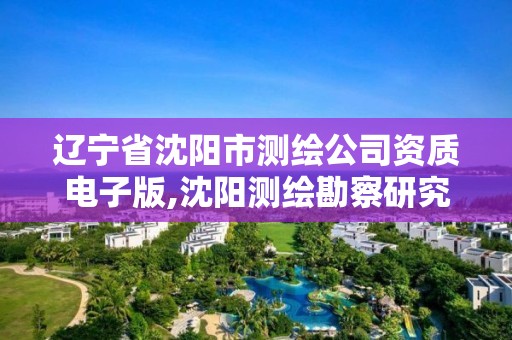 遼寧省沈陽市測繪公司資質電子版,沈陽測繪勘察研究院有限公司。