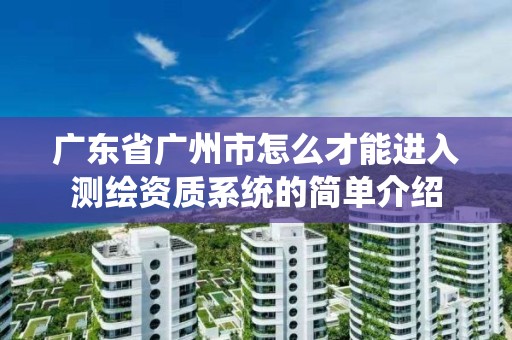 廣東省廣州市怎么才能進入測繪資質系統的簡單介紹