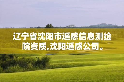 遼寧省沈陽市遙感信息測繪院資質(zhì),沈陽遙感公司。