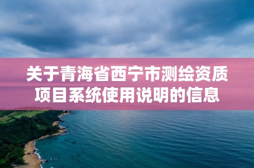 關于青海省西寧市測繪資質項目系統使用說明的信息