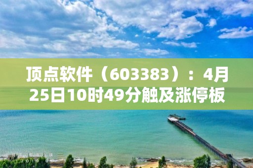 頂點軟件（603383）：4月25日10時49分觸及漲停板