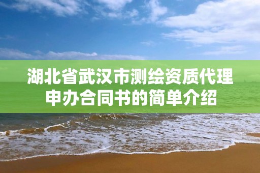 湖北省武漢市測繪資質代理申辦合同書的簡單介紹