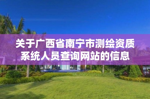 關于廣西省南寧市測繪資質系統人員查詢網站的信息