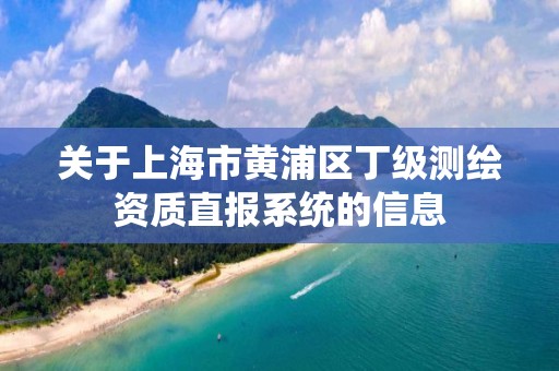 關于上海市黃浦區丁級測繪資質直報系統的信息