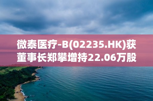 微泰醫療-B(02235.HK)獲董事長鄭攀增持22.06萬股