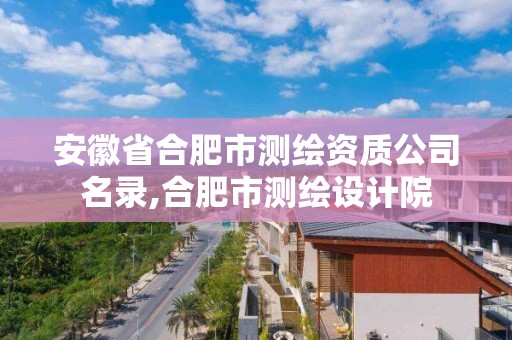 安徽省合肥市測繪資質公司名錄,合肥市測繪設計院