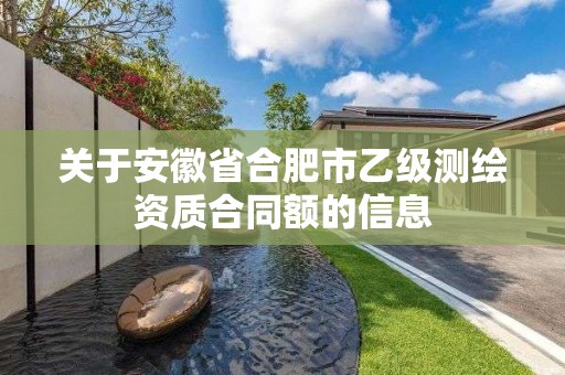 關于安徽省合肥市乙級測繪資質合同額的信息