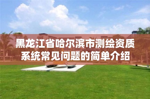 黑龍江省哈爾濱市測(cè)繪資質(zhì)系統(tǒng)常見(jiàn)問(wèn)題的簡(jiǎn)單介紹