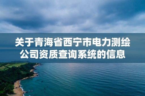 關于青海省西寧市電力測繪公司資質查詢系統的信息