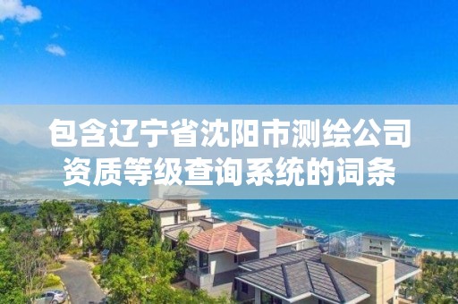 包含遼寧省沈陽市測繪公司資質等級查詢系統的詞條