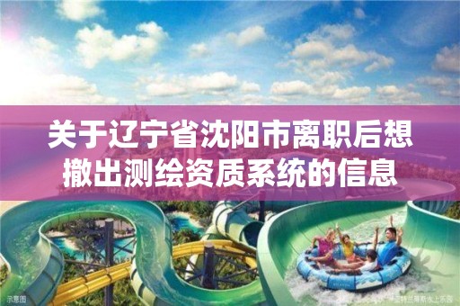 關于遼寧省沈陽市離職后想撤出測繪資質系統的信息