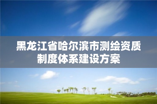 黑龍江省哈爾濱市測繪資質(zhì)制度體系建設(shè)方案