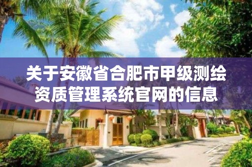 關于安徽省合肥市甲級測繪資質管理系統官網的信息