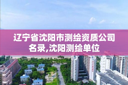 遼寧省沈陽市測繪資質公司名錄,沈陽測繪單位