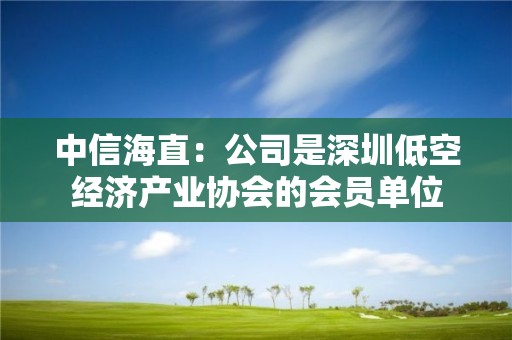 中信海直：公司是深圳低空經濟產業協會的會員單位