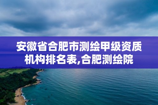 安徽省合肥市測繪甲級資質機構排名表,合肥測繪院