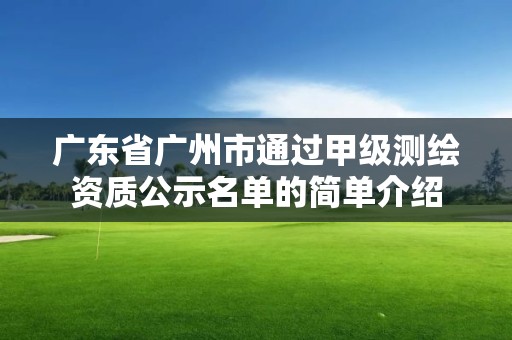 廣東省廣州市通過甲級測繪資質公示名單的簡單介紹