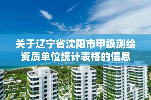 關于遼寧省沈陽市甲級測繪資質單位統計表格的信息