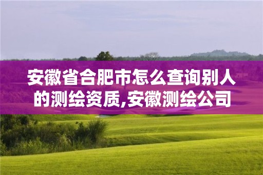 安徽省合肥市怎么查詢別人的測繪資質(zhì),安徽測繪公司名錄