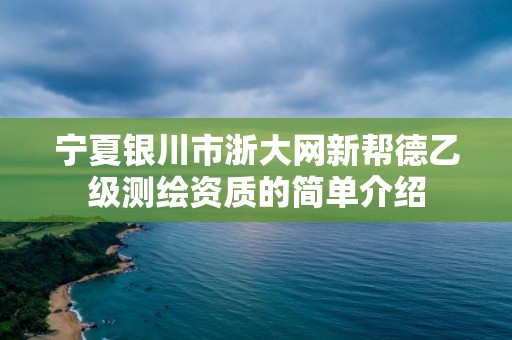 寧夏銀川市浙大網新幫德乙級測繪資質的簡單介紹