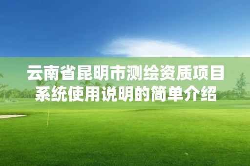 云南省昆明市測繪資質項目系統使用說明的簡單介紹