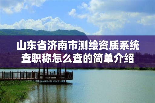 山東省濟南市測繪資質系統查職稱怎么查的簡單介紹