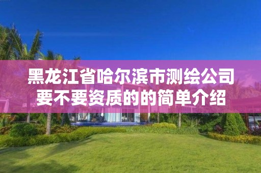 黑龍江省哈爾濱市測繪公司要不要資質的的簡單介紹