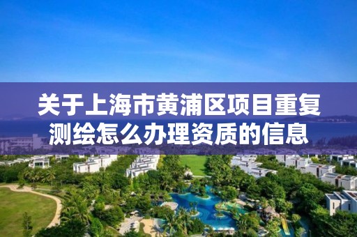 關于上海市黃浦區項目重復測繪怎么辦理資質的信息