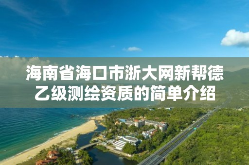 海南省海口市浙大網新幫德乙級測繪資質的簡單介紹