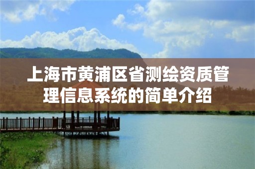 上海市黃浦區省測繪資質管理信息系統的簡單介紹