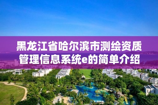 黑龍江省哈爾濱市測繪資質管理信息系統e的簡單介紹