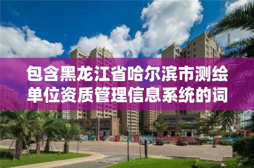 包含黑龍江省哈爾濱市測繪單位資質管理信息系統的詞條