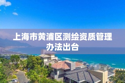 上海市黃浦區測繪資質管理辦法出臺