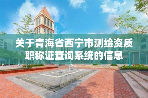 關于青海省西寧市測繪資質職稱證查詢系統的信息