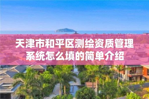 天津市和平區測繪資質管理系統怎么填的簡單介紹