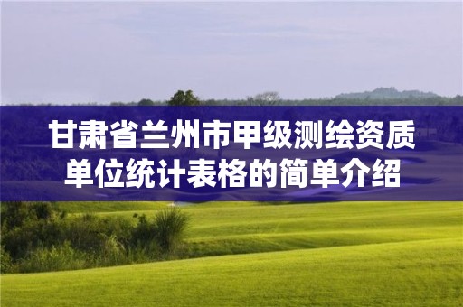 甘肅省蘭州市甲級測繪資質單位統計表格的簡單介紹