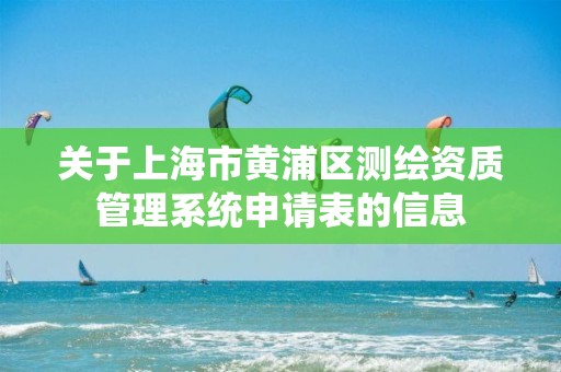 關于上海市黃浦區測繪資質管理系統申請表的信息